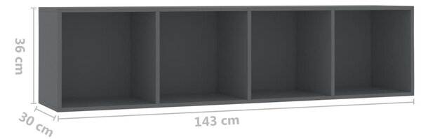 VidaXL Βιβλιοθήκη/Έπιπλο Τηλεόρασης Γκρι 143 x 30 x 36 εκ