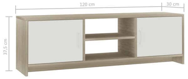 VidaXL Έπιπλο Τηλεόρασης Λευκό/Sonoma Δρυς 120x30x37,5 εκ. Επεξ. Ξύλο