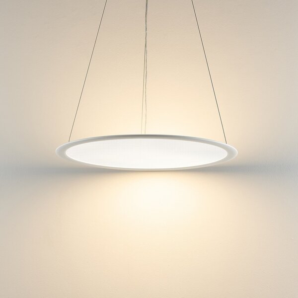 Deko-Light LED κρεμαστό φωτιστικό PANEL, λευκό, Ø 63 cm, μεταλλικό, CCT, αμυδρό, 50 W, ρυθμιζόμενος, Λευκό, Μελέτη / Γραφείο, Αλουμίνιο, σύγχρονο