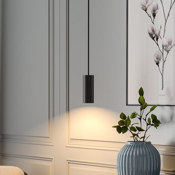 Deko-Light Κρεμαστό φωτιστικό CAN, μαύρο, ύψος 15 cm, Ø 6 μέταλλο, GU10, ρυθμιζόμενος, Μαύρο, Σαλόνι / τραπεζαρία, Αλουμίνιο