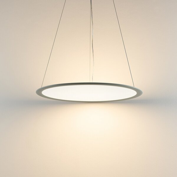 Deko-Light LED κρεμαστό φωτιστικό PANEL, γκρι, Ø 63 cm, μεταλλικό, CCT, αμυδρό, 50 W, ρυθμιζόμενος, Μεταλλικό, Μελέτη / Γραφείο, Αλουμίνιο, σύγχρονο
