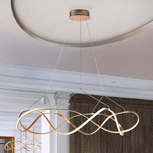 Schuller Valencia LED κρεμαστό φωτιστικό Molly, ρυθμιζόμενο, Ø 110 cm, ροζ χρυσό, ρυθμιζόμενος, Χρυσό / Ορείχαλκου, Σαλόνι / τραπεζαρία, Μέταλλο, σύγχρονο