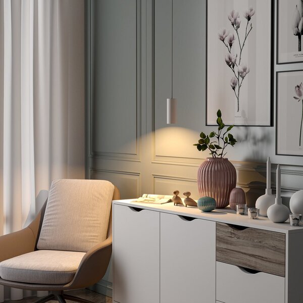 Deko-Light Κρεμαστό φωτιστικό CAN, λευκό, ύψος 15 cm, Ø 6 μέταλλο, GU10, ρυθμιζόμενος, Λευκό, Σαλόνι / τραπεζαρία, Αλουμίνιο