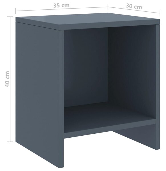 Κομοδίνα 2 τεμ. Ανοιχτό Γκρι 35x30x40 εκ. από Μασίφ Ξύλο Πεύκου - Γκρι