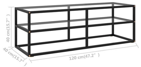 Έπιπλο Τηλεόρασης Μαύρο με Ψημένο Γυαλί 120x40x40 εκ. - Μαύρο