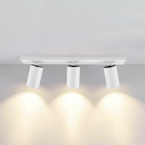 Deko-Light CAN TILT προβολέας οροφής, λευκός, 48 x 9 cm, 3 φλόγες, μεταλλικό σώμα GU10, ρυθμιζόμενος, Λευκό, Σαλόνι / τραπεζαρία, Αλουμίνιο, Ημικυκλική οροφή με απόσταση