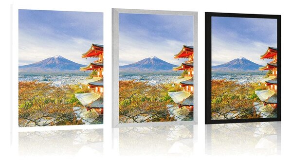 Αφίσα θέα στην παγόδα Chureito και το όρος Fuji