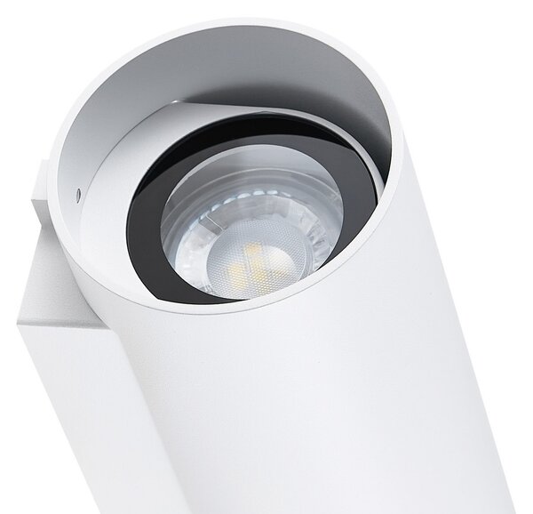 Deko-Light Εξωτερική λάμπα τοίχου CAN, λευκή, 2-φωτιστική, Ø 8 cm, IP65, μεταλλική, GU10, ρυθμιζόμενος, Λευκό, Αλουμίνιο