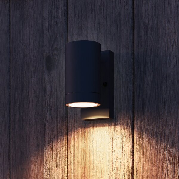 Calex Φωτιστικό εξωτερικού χώρου Alba GU10, Downlight, μαύρο, αισθητήρας, ρυθμιζόμενος, Μαύρο, Αλουμίνιο, σύγχρονο
