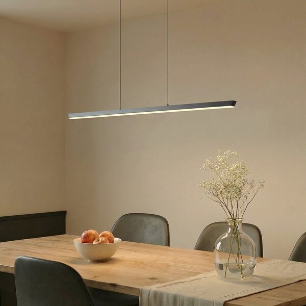 Lucande LED κρεμαστή λάμπα Solvar, 117 cm, μαύρη, CCT, ρυθμιζόμενη ένταση, ρυθμιζόμενος, Μαύρο, Σαλόνι / τραπεζαρία, Μέταλλο, σύγχρονο