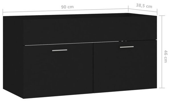 Ντουλάπι Νιπτήρα Μαύρο 90 x 38,5 x 46 εκ. από Μοριοσανίδα - Μαύρο