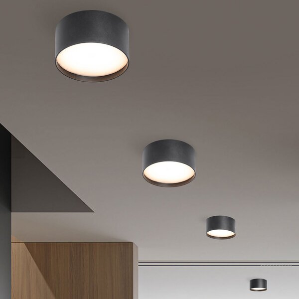 CMD Φωτιστικό οροφής LED 9092, Ø 12 cm, ανθρακί, IP44, μεταλλικό, Μαύρο, Αλουμίνιο, σύγχρονο