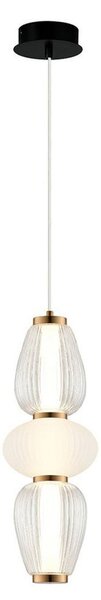 Viokef LED κρεμαστή λάμπα Shiny, Ø 16 cm, διαφανής/λευκή, γυαλί, Διαφανές, Σαλόνι / τραπεζαρία, Γυαλί, σύγχρονο