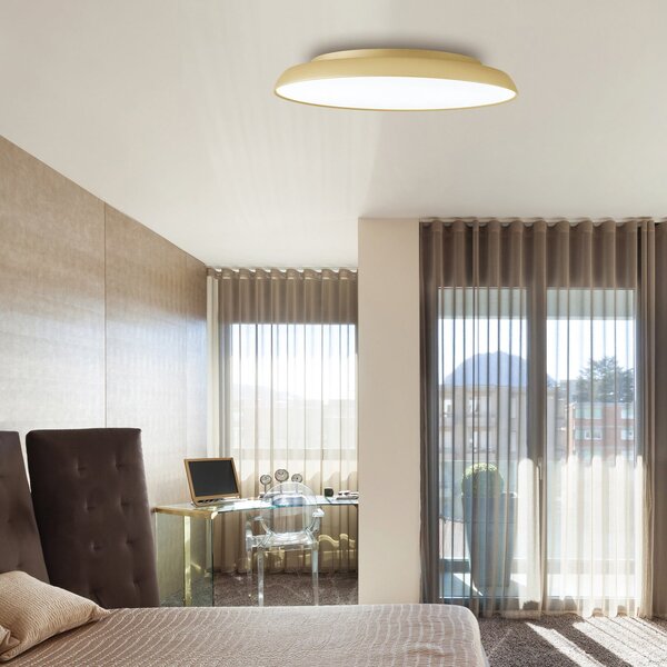 Viokef LED φωτιστικό οροφής Art, Ø 45 cm, κρεμ-χρυσό, μέταλλο, Χρυσό / Ορείχαλκου, Σαλόνι / τραπεζαρία, σύγχρονο
