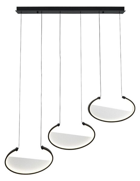 Viokef LED κρεμαστή λάμπα Adele, μήκος 117 cm, μαύρο, μέταλλο, 3 φτερά., Μαύρο, Σαλόνι / τραπεζαρία, Αλουμίνιο, σύγχρονο