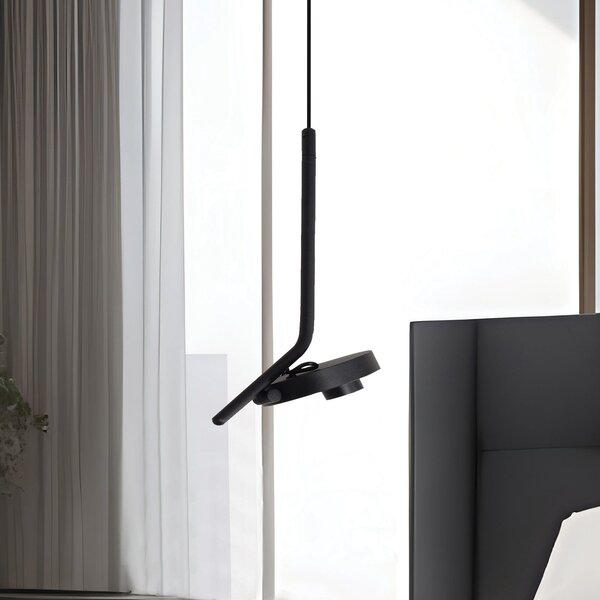 Viokef LED κρεμαστή λάμπα Factory, μαύρη, Ø 15 cm, μέταλλο, Μαύρο, Σαλόνι / τραπεζαρία, Μέταλλο, σύγχρονο