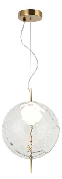 Viokef LED κρεμαστή λάμπα Dalia, διαφανής/χρυσή, Ø 30 cm, γυαλί, Διαφανές, Σαλόνι / τραπεζαρία, Γυαλί, σύγχρονο