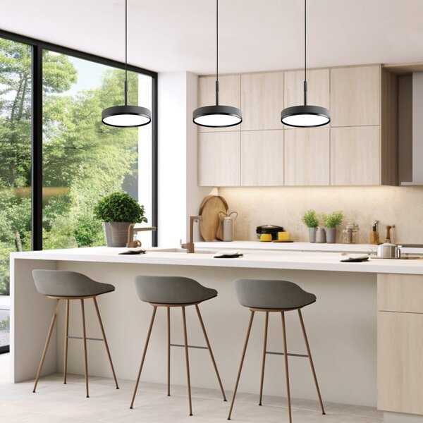Viokef LED κρεμαστή λάμπα Don, γκρι, Ø 20 cm, μέταλλο, Γκρι, Σαλόνι / τραπεζαρία, Αλουμίνιο, σύγχρονο