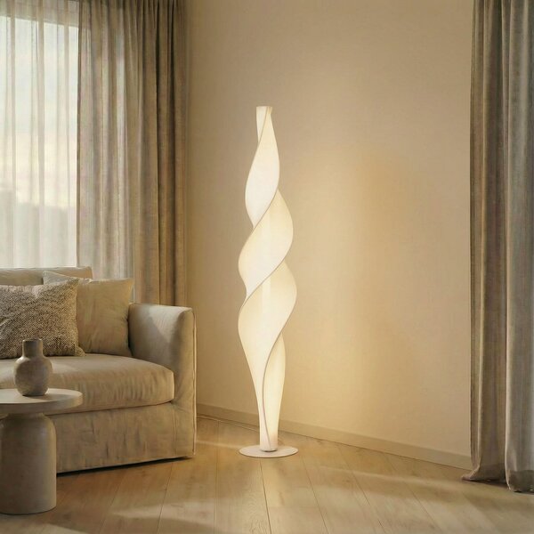 Lucande LED-Stehleuchte Novelle, λευκό, CCT, ύψος 137 cm, ρυθμιζόμενος, Λευκό, Σαλόνι / τραπεζαρία, Πλαστικό, σχεδιασμός