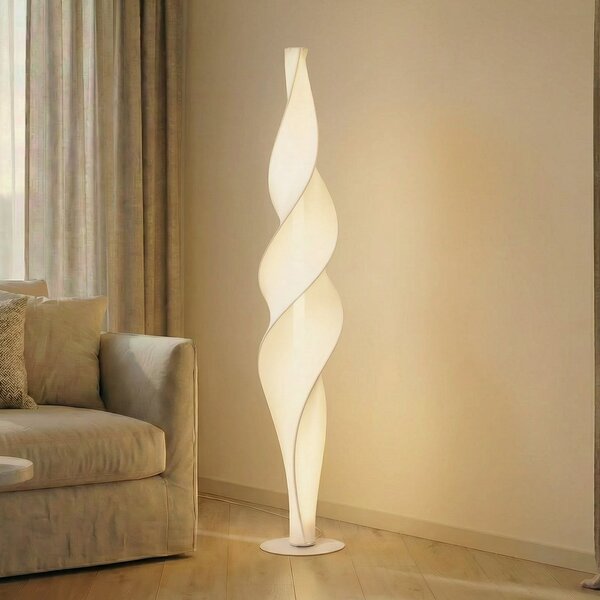 Lucande LED-Stehleuchte Novelle, λευκό, CCT, ύψος 137 cm, ρυθμιζόμενος, Λευκό, Σαλόνι / τραπεζαρία, Πλαστικό, σχεδιασμός