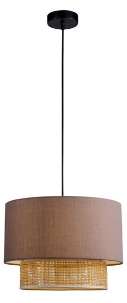 Viokef Κρεμαστή λάμπα Rika, Ø 34 cm, γκρι/φυσικό χρώμα, ύφασμα/ρατάν, ρυθμιζόμενος, Γκρι, Σαλόνι / τραπεζαρία, Ύφασμα / Κλωστοϋφαντουργία