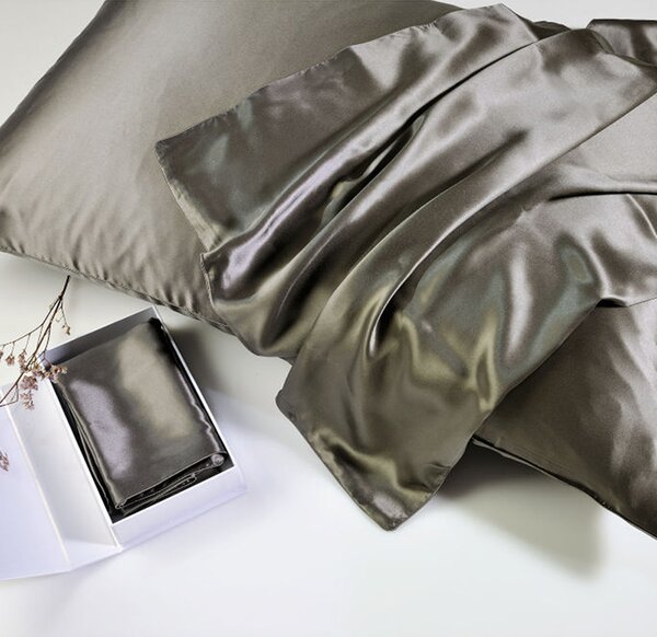 Μεταξωτή Μαξιλαροθήκη Με Φερμουάρ (50x76) Down Town Mulberry Silk Dark Grey