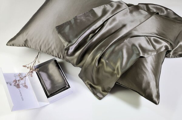 Μεταξωτή Μαξιλαροθήκη Με Φερμουάρ (50x76) Down Town Mulberry Silk Dark Grey