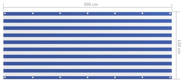 Διαχωριστικό Βεράντας Λευκό/Μπλε 120 x 300 εκ. Ύφασμα Oxford - Πολύχρωμο