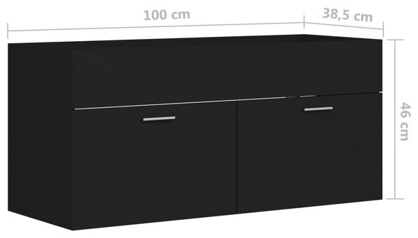 VidaXL Ντουλάπι Νιπτήρα Μαύρο 100 x 38,5 x 46 εκ. από Μοριοσανίδα