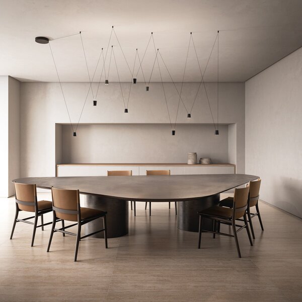 Kdln LED-Designer-Hängelampe Sling, 2.700 K, 1-fl., μαύρο, ρυθμιζόμενος, Μαύρο, Σαλόνι / τραπεζαρία, Αλουμίνιο, σχεδιασμός