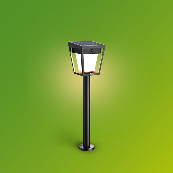 Philips LED ηλιακή λάμπα με πασσάλους Nissa UE, πλαστικό, IP44, Μαύρο, Πλαστικό, σύγχρονο