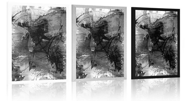 Αφίσα σύγχρονη μέσων μαζικής ενημέρωσης ζωγραφική σε ασπρόμαυρο