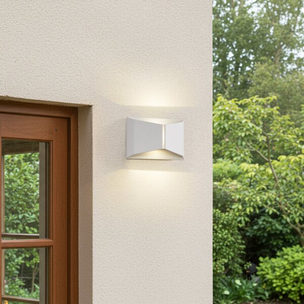 Lindby LED εξωτερικός φωτισμός τοίχου Anlira, λευκό, Up & down, IP65, Λευκό, Μέταλλο, σύγχρονο