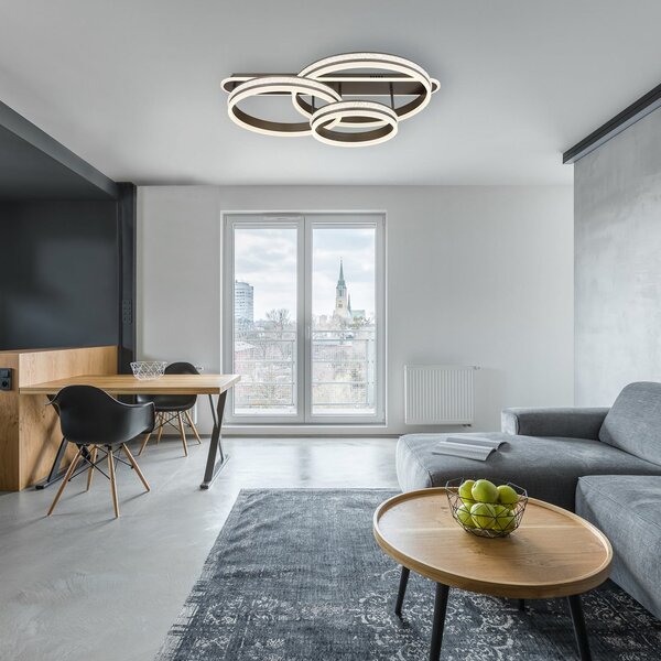 Globo LED φωτιστικό οροφής Grouni, μήκος 80 cm, χρώμα τιτανίου, CCT μέταλλο, ρυθμιζόμενος, Γκρι, Σαλόνι / τραπεζαρία, Μέταλλο, σύγχρονο