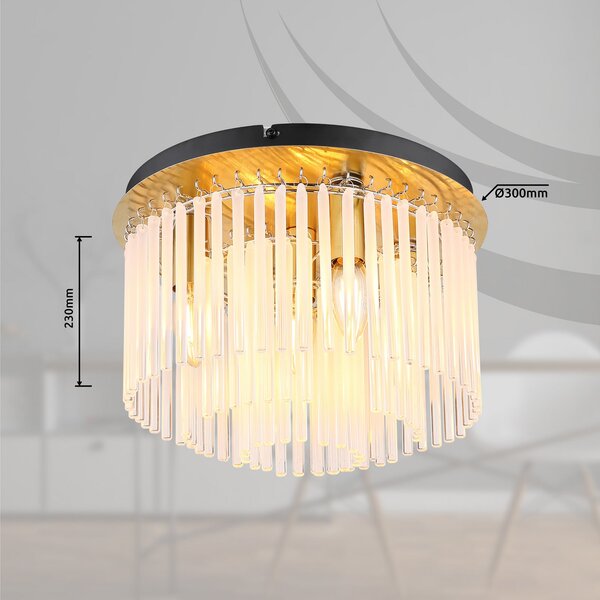 Globo Φωτιστικό οροφής Gorley, χρυσό/οπαλίνα, Ø 32 cm, μέταλλο/γυαλί, ρυθμιζόμενος, Χρυσό / Ορείχαλκου, Σαλόνι / τραπεζαρία, Γυαλί