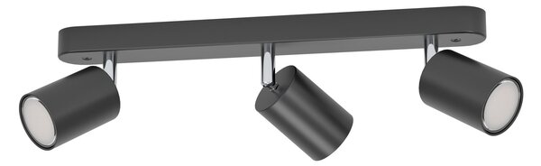 EGLO connect Smart Spot Adfira-Z, μαύρο, 3 φτερά, χάλυβας, ρυθμιζόμενος, Μαύρο, Σαλόνι / τραπεζαρία, Μέταλλο, σύγχρονο