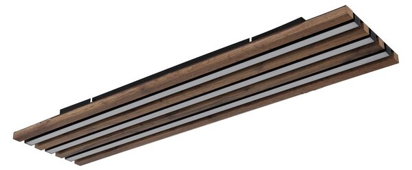 Globo LED φωτιστικό οροφής Hayden, μήκος 80 cm, μαύρο/σκούρο ξύλο, Μαύρο, Σαλόνι / τραπεζαρία, Αλουμίνιο