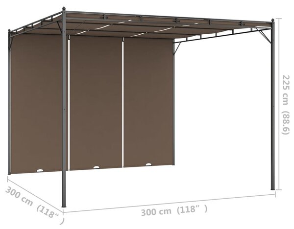 Κιόσκι Κήπου Taupe 3 x 3 x 2,25 μ. με Πλαϊνή Κουρτίνα - Μπεζ-Γκρι