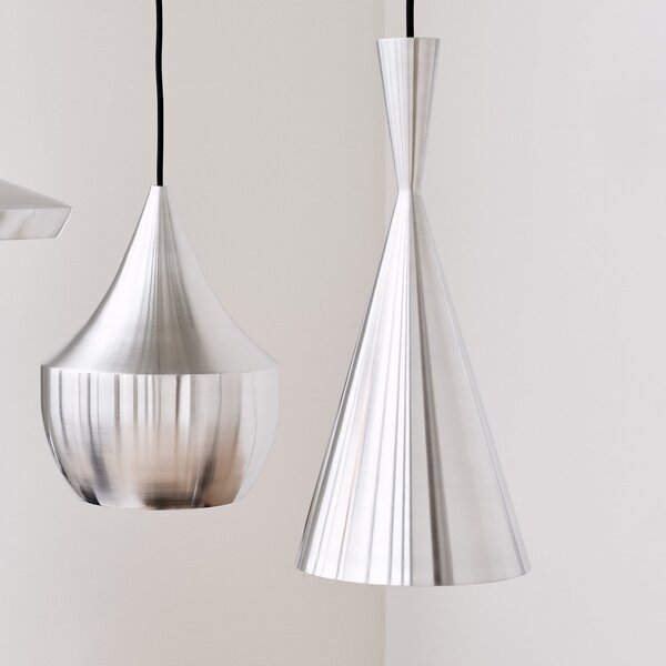 Tom Dixon LED κρεμαστή λάμπα Beat Fat Unbeaten, χρώμα αλουμινίου, ρυθμιζόμενος, Μεταλλικό, Σαλόνι / τραπεζαρία, Αλουμίνιο, σχεδιασμός