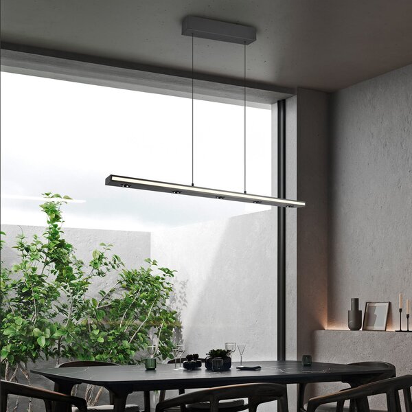 Trio Lighting LED κρεμαστή λάμπα Graham, μαύρη, μέταλλο, up/down, CCT, ρυθμιστής έντασης, ρυθμιζόμενος, Μαύρο, Σαλόνι / τραπεζαρία, Μέταλλο, σύγχρονο