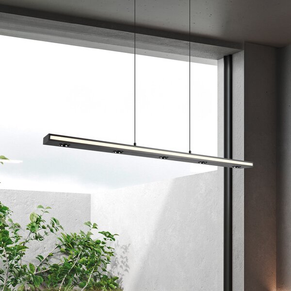 Trio Lighting LED κρεμαστή λάμπα Graham, μαύρη, μέταλλο, up/down, CCT, ρυθμιστής έντασης, ρυθμιζόμενος, Μαύρο, Σαλόνι / τραπεζαρία, Μέταλλο, σύγχρονο