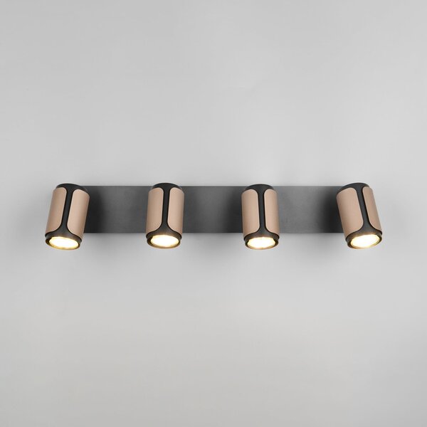 Trio Lighting Αποφασιστική λάμπα οροφής Gillan, καφέ, 4 φλόγες, μέταλλο, GU10, ρυθμιζόμενος, Καφέ / Σκουριάς, Σαλόνι / τραπεζαρία, Μέταλλο, σύγχρονο