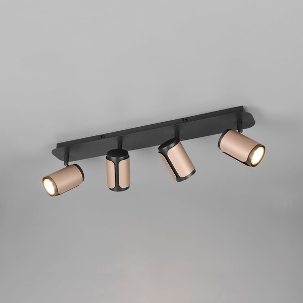 Trio Lighting Αποφασιστική λάμπα οροφής Gillan, καφέ, 4 φλόγες, μέταλλο, GU10, ρυθμιζόμενος, Καφέ / Σκουριάς, Σαλόνι / τραπεζαρία, Μέταλλο, σύγχρονο