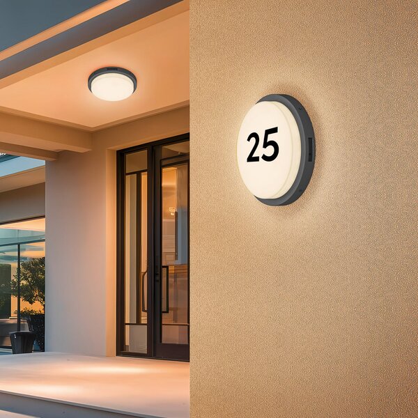 Trio Lighting LED φωτιστικό εξωτερικού χώρου Bermejo, στρογγυλό, αισθητήρας, CCT, ανθρακί, Γκρι, Μέταλλο