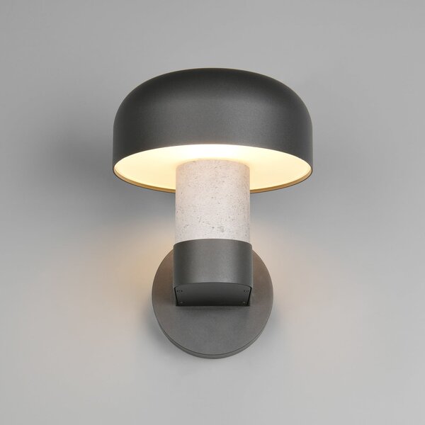 Trio Lighting Εξωτερικός φωτισμός τοίχου Fraser, γκρι/εμφάνιση σκυροδέματος, αλουμίνιο, IP54,, ρυθμιζόμενος, Γκρι, Αλουμίνιο