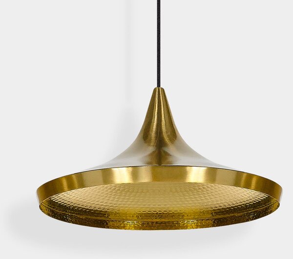 Tom Dixon LED κρεμαστό φωτιστικό Beat Wide, λευκό, Ø 36 cm, ορείχαλκος, ρυθμιζόμενος, Λευκό, Σαλόνι / τραπεζαρία, Ορείχαλκος, σχεδιασμός
