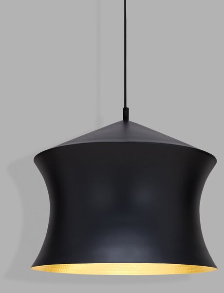 Tom Dixon LED κρεμαστή λάμπα Beat Waist, μαύρη, Ø 41 cm, ρυθμιζόμενος, Μαύρο, Σαλόνι / τραπεζαρία, Ορείχαλκος, σχεδιασμός