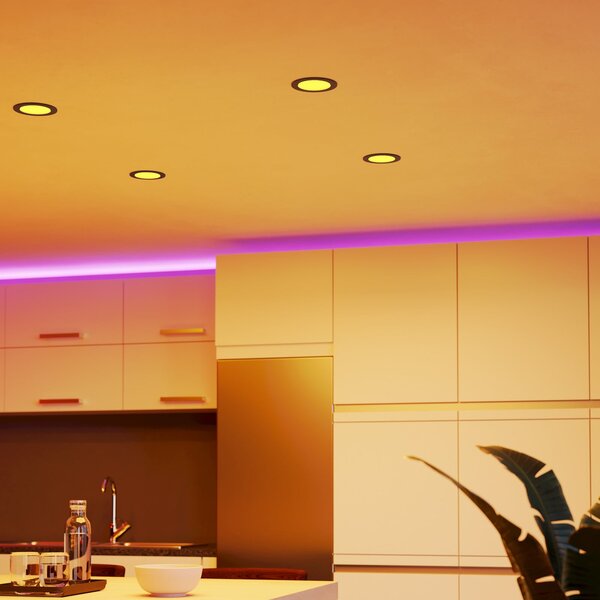 EGLO connect Έξαρμα LED για ενσωμάτωση Fueva 6-Z, μαύρο, Ø12cm, ρυθμιζόμενος, Μαύρο, Σαλόνι / τραπεζαρία, Πλαστικό, σύγχρονο