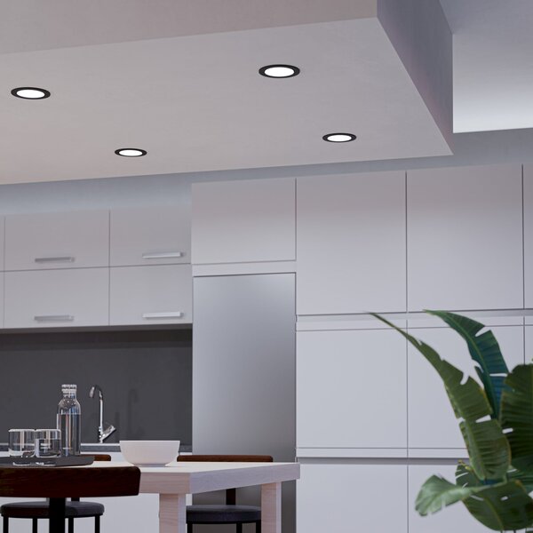 EGLO connect Έξαρμα LED για ενσωμάτωση Fueva 6-Z, μαύρο, Ø12cm, ρυθμιζόμενος, Μαύρο, Σαλόνι / τραπεζαρία, Πλαστικό, σύγχρονο