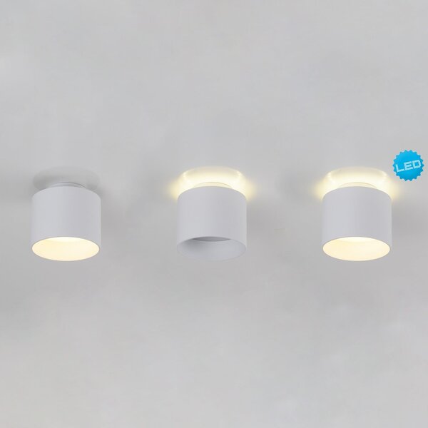Näve LED σποτ οροφής Trimes, Ø 11,5 cm, λευκό, CCT, step-dim, ρυθμιζόμενος, Λευκό, Σαλόνι / τραπεζαρία, Πλαστικό